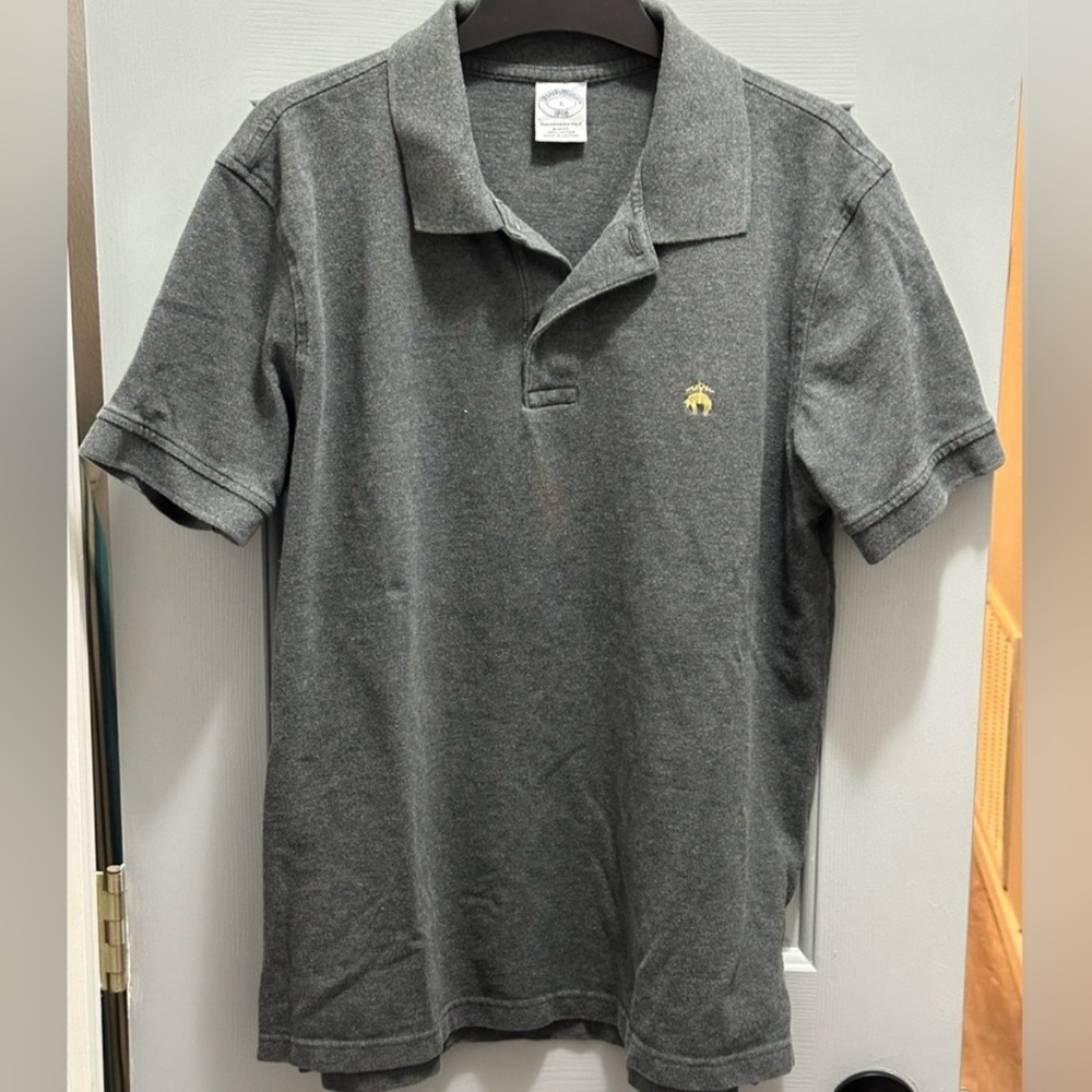 Brooks Brothers Golden Fleece Polo Shirt Mens Large Gray Performance Slim Fit